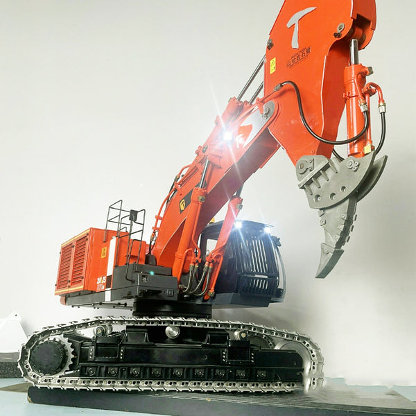 870H 1/14 Rock Boom Hydraulic Excavator Model with Lights Full Metal Remote Control Excavator Construction Machinery Model Toy