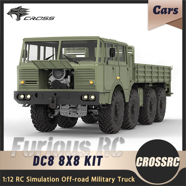 CROSSRC DC8 8X8 1:12 Electric Remote Control High Simulation Off-road Military Truck Model Car Crawler KIT Adult Kids Toys