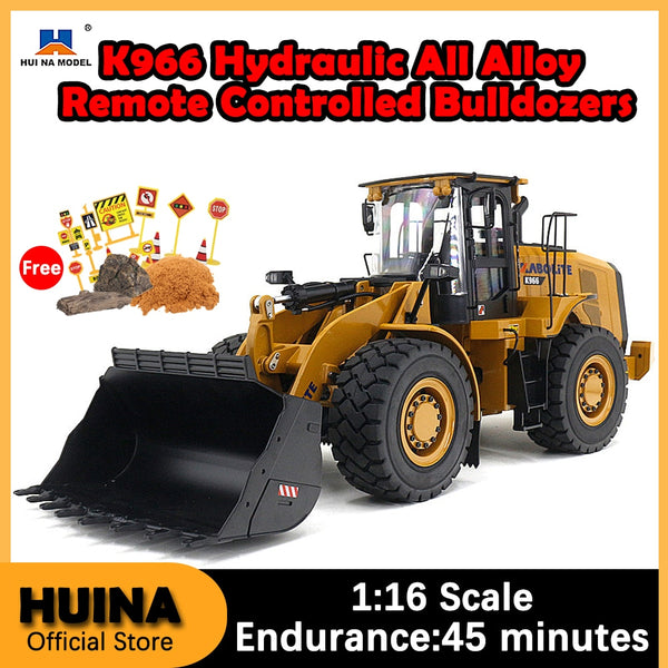 HUINA Kabolite K966 Hydraulic All Alloy Remote Controlled Bulldozers Rc Cars Excavator Truck 1/16 Electric Car Toy For Boy Adult