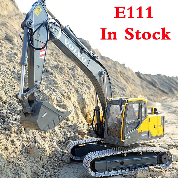 In Stock E111 1/14 RC Hydraulic Excavator Full Metal with Lighting System Remote Control Car Toy Gift