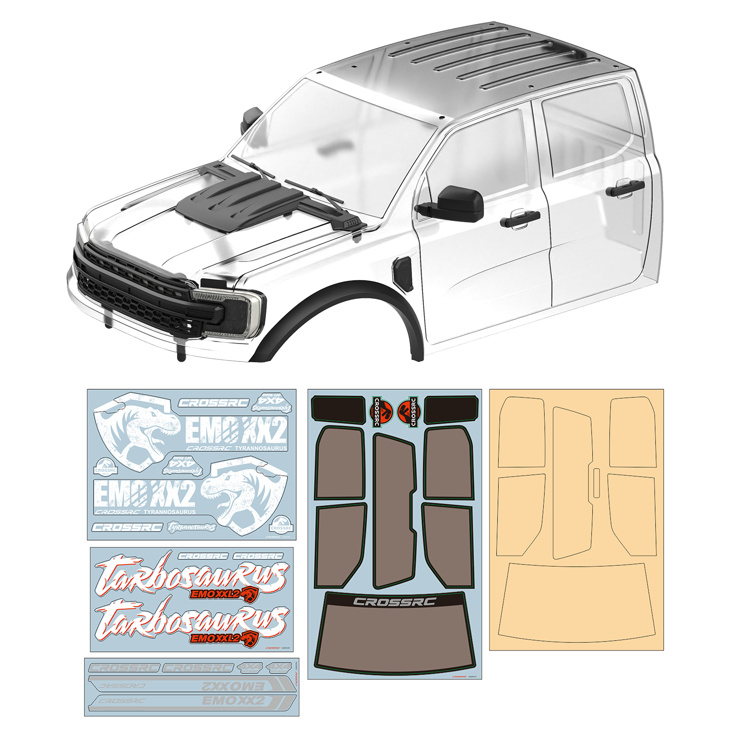 CROSSRC EMO XX2/XXL2 Clear Front Body Shell Kit with Scale Parts ...