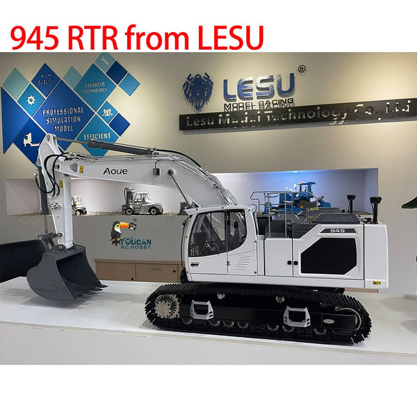 RTR LESU 1/14 Metal Hydraulic RC Digger Aoue-LR945 Remote Control Excavator Model W/O Bucket White Assembled Toys Toucan