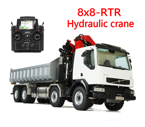 In Stock 1/4 Remote Control Hydraulic Crane 8x8 Metal Truck Toy Model with Lights Group Audio Dump Truck Toy Model