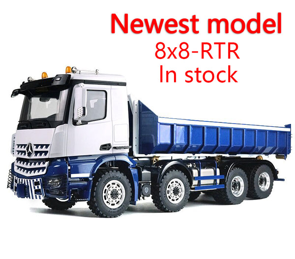 2022 New 1/14 Remote Control Hydraulic 8 × 8 Roll-off Dump Truck with Audio Rotating Lights AWD RTR Painted Version Spot Remote Control Dump Truck Toy Model
