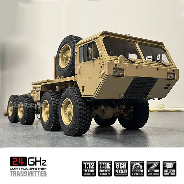 New 1/12 8X8 drive military remote control truck trailer model professional electric heavy climbing off-road vehicle dump truck semi-trailer toys