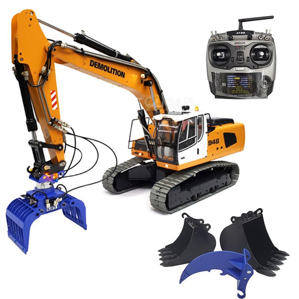 1/14 Rc Hydraulic Excavator Model 946 Tracked  Remote Control Truck Toys with Metal Grab Bucket Ripper Light