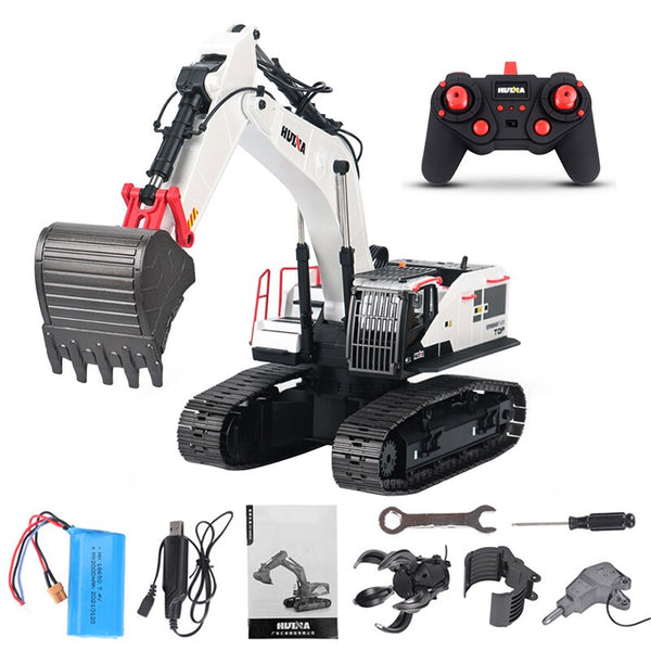 1/14 RC 594 Alloy Screw Excavator 2.4GHZ 22-pass Commercial Model Huina Modified Alloy Track Remote Control Model Machine