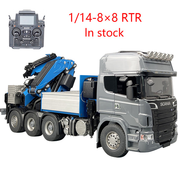 In Stock 1/14 Remote Control Hydraulic Trailer 8 × 8 Metal Crane F1650 Engineering Vehicle-mounted Crane Model Toys