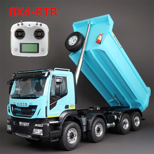 In stock 1/14 8X4 remote control hydraulic dump truck Iveco, RTR lighting and sound system metal remote control car model gifts