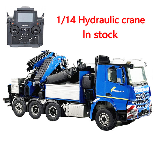 In Stock 1/14 Hydraulic Crane 8x8 Remote Control Metal Trailer RTR Remote Control Engineering Crane Model Toys