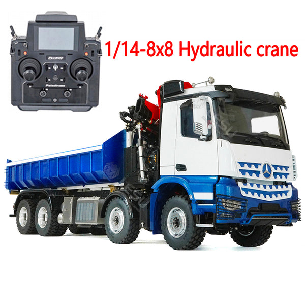 1/14 Hydraulic Crane 8x8 Remote Control Metal Truck Model with Lights and Sound System Engineering Crane Conversion Toys