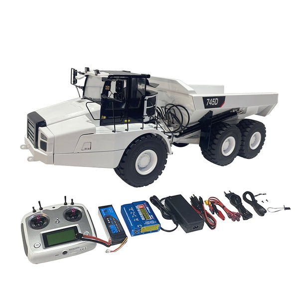 1/14 CAT 745D Hydraulic White Articulated Car Model 6*6 Remote Control Car Liquid Metal Pressure Model Toy Gift
