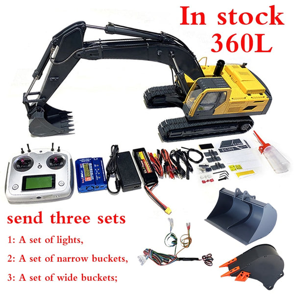 Stock 1/14360L remote control hydraulic excavator metal mechanical excavator model brushless motor remote control car boy toy gift