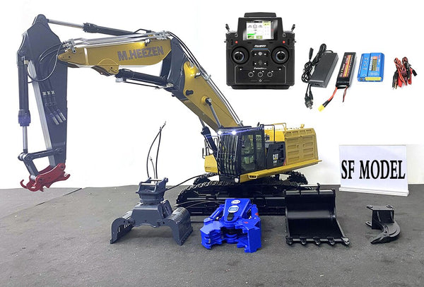 In Stock 1/14 Three-section Arm 374F RC Hydraulic Excavator Metal Demolition Machine Model Toy