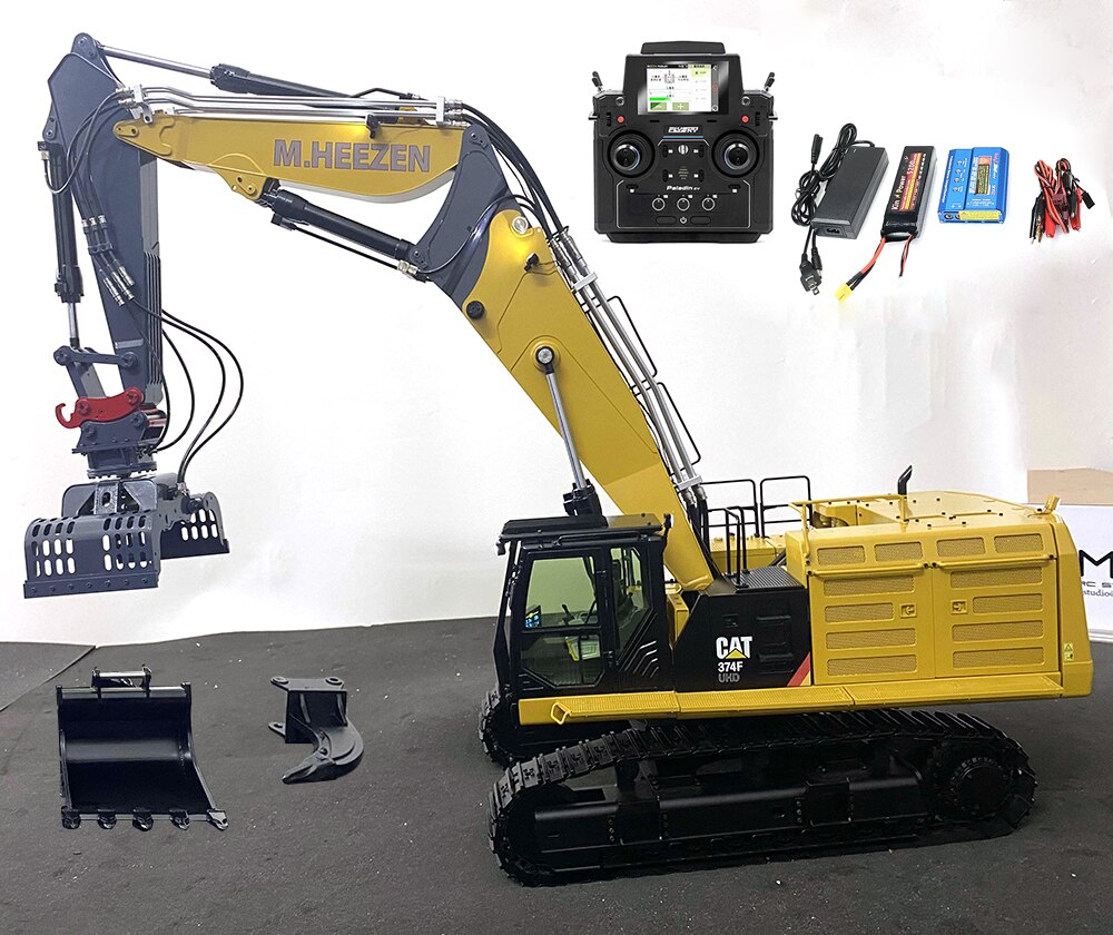 Demolition Arm Model In Stock 1/14 Three-section Arm 374F RC Hydraulic Excavator Metal Dem ...
