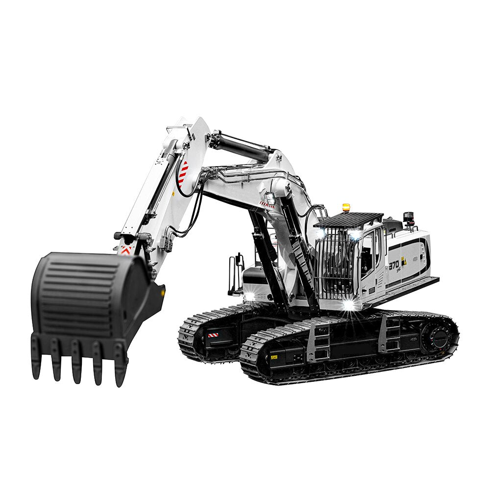 In Stock 1/14 White K970 Metal Hydraulic Excavator Model with Batter