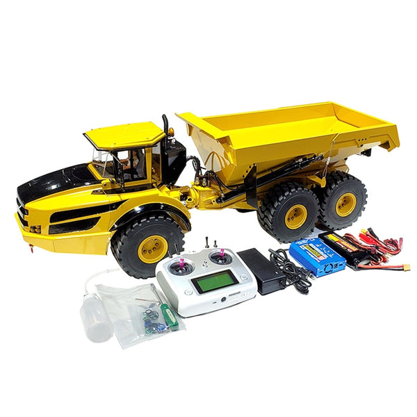 In Stock Volvo A40G 1/14 Metal Articulated Model Truck 6*6 RC Hydraulic Articulated Truck Volvo A40G Model 1/14 Metal Articulated Model Truck with Battery Adult Toy Birthday Model Articulated Truck