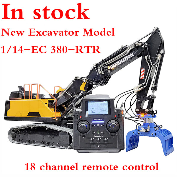 In Stock New 1/14 RC Hydraulic Excavator EC380EL Three Section Boom Crawler Full Metal Excavator Model RC Cars For Adults Toy