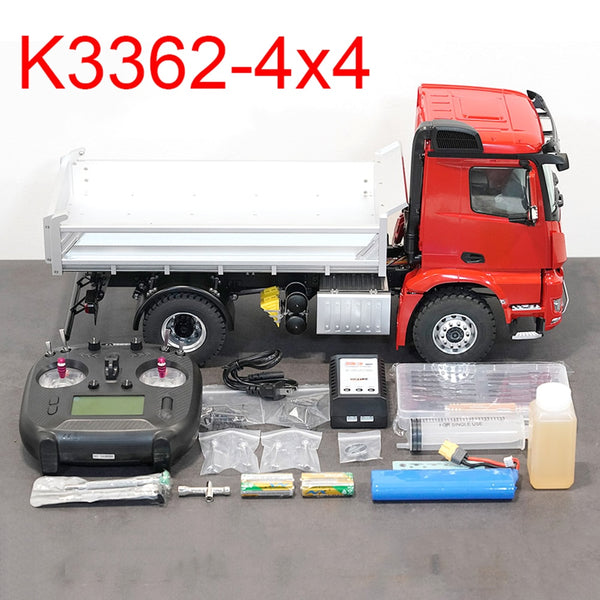 In Stock 1/14 Remote Control 4X4 Hydraulic Dump Truck K3362 RTR Version Metal Chassis with Lights Audio Transmission Remote Control Car Model Toys
