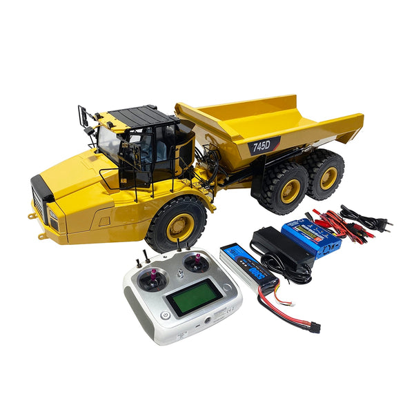 RC CAT 745D 1/14 6*6 Hydraulic Articulated Truck Model  Remote Control Liquid Metal Truck Model Toy Gift