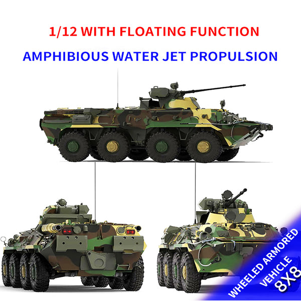 In Stock 1 / 12 CROSSRC BT8 8X8 8WD Remote Control Wheeled Armored Car Remote Control Military Amphibious Toy Vehicle Model Kit