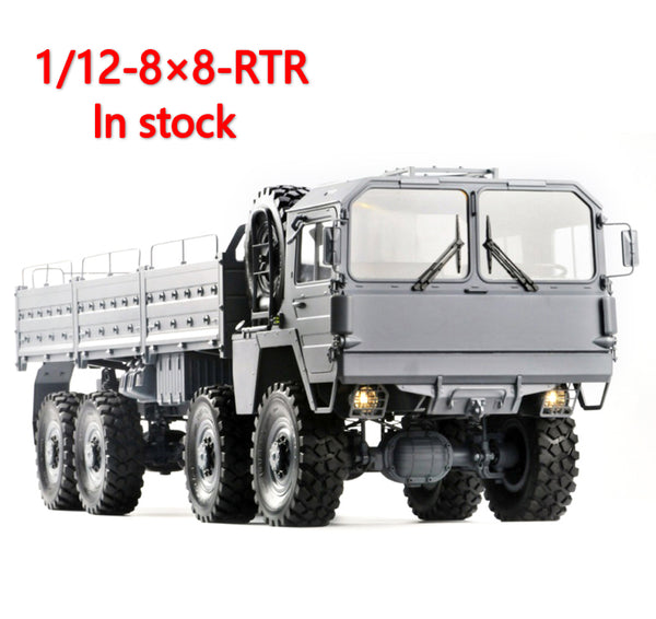In stock 1 / 12 remote control electric waterproof 8 × 8 military truck model mountain climbing off-road hydraulic truck toys