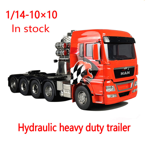 Tamiya 1/14 RC MAN 10X10 hydraulic truck heavy-duty trailer with tail lights rear wheel steering model car toys